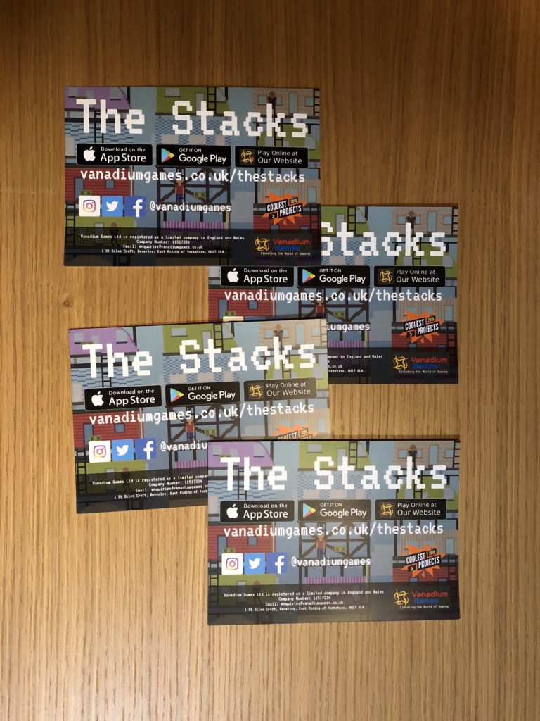 An image of 4 A6 leaflets advertising The Stacks