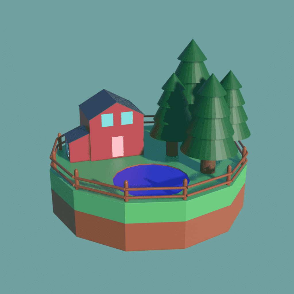 An image of one of the 3D models that I've made - a small, floating island